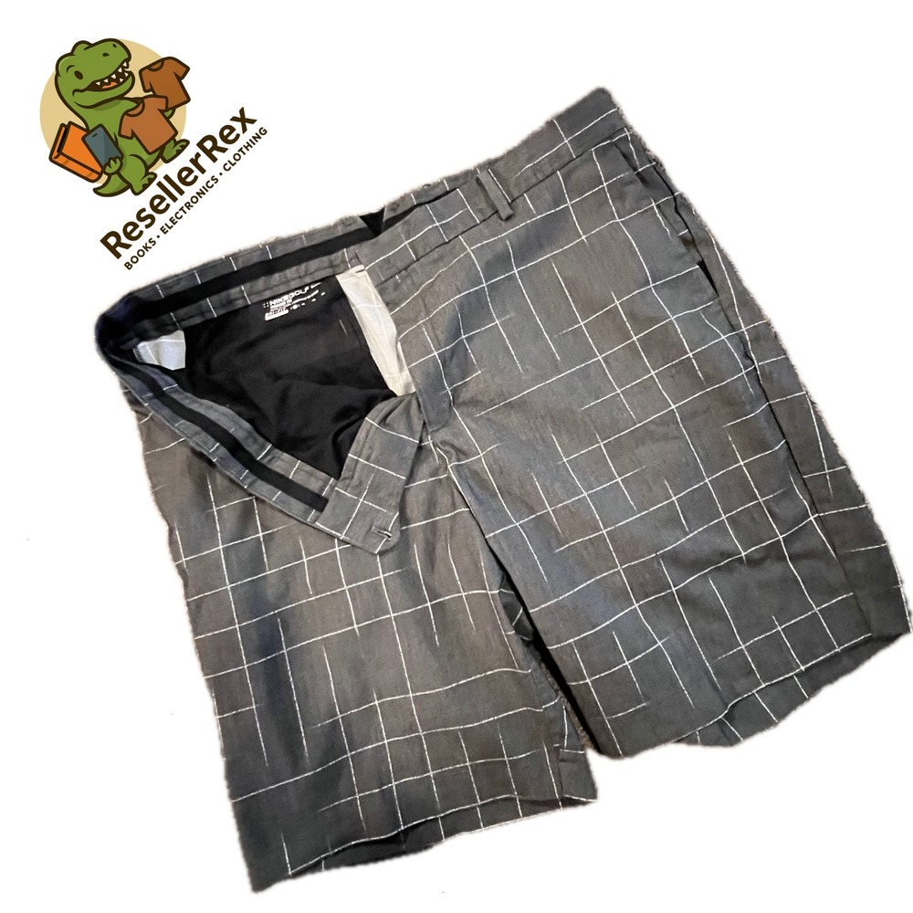 Nike Golf Modern Fit Gray Plaid Shorts Mens‎ Size 40 DRI-FIT